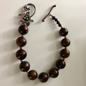 Silpada Bronzite/Sterling toggle bracelet